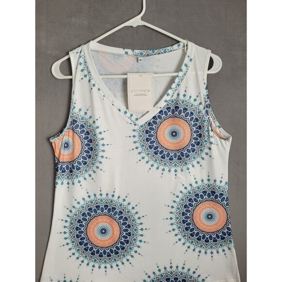 ETCYY NEW Womens Summer Top V Neck Tank Top Sleeveless Loose Fit Medium - Picture 3 of 4